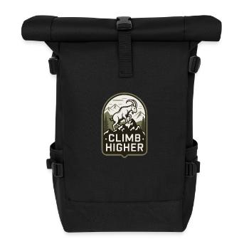 Climb Higher – Motif extérieur de la chèvre de montagne - Sac à dos roll top - noir - Devant