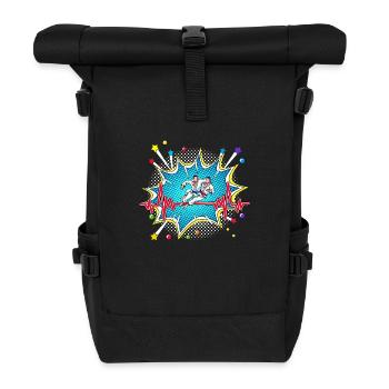 Lama Pop Art Comic Retro Herzschlag - Rolltop Rucksack - Schwarz - Vorne
