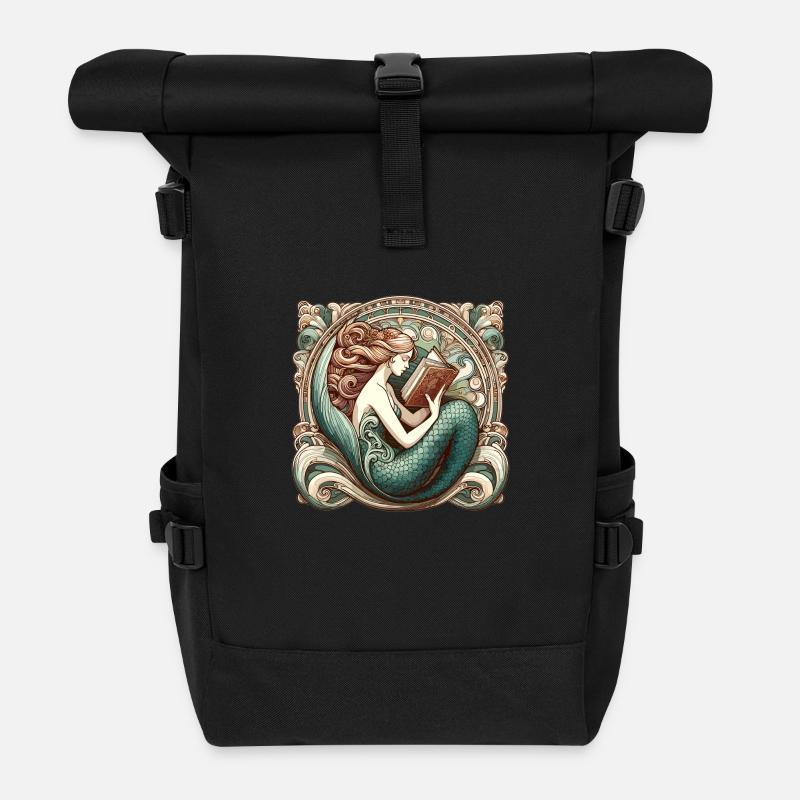 Meerjungfrau Nixe Lesen Buch Bücher Geschenk - Rolltop Rucksack - Schwarz