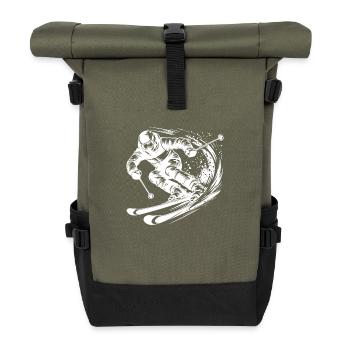 Skiing in extreme sports Style Slopes Downhill - Roll Top Backpack - olive/black - Front