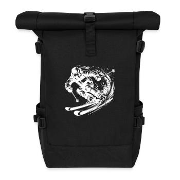 Skisport im Extremsport Style Pisten Abfahrt - Rolltop Rucksack - Schwarz - Vorne
