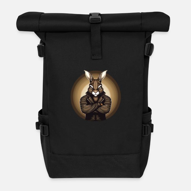 Gangster-Osterhase - Rolltop Rucksack - Schwarz