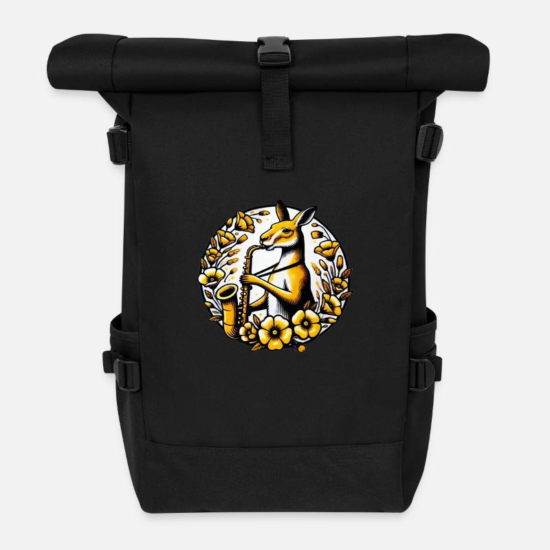 Saxophon Känguru - Rolltop Rucksack - Schwarz