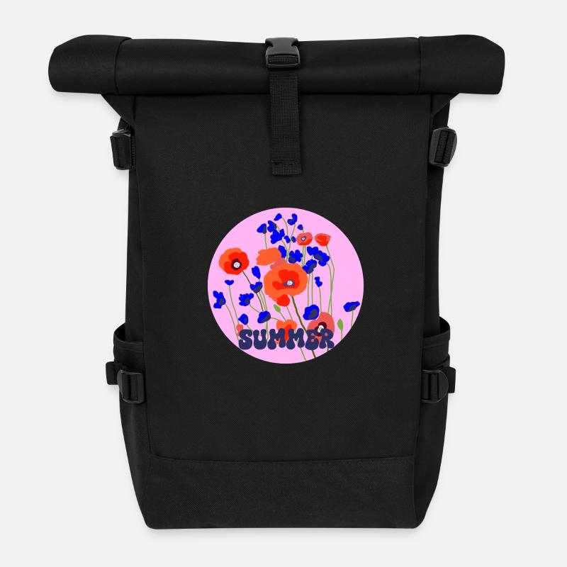Coquelicot d’été - Sac à dos roll top - noir