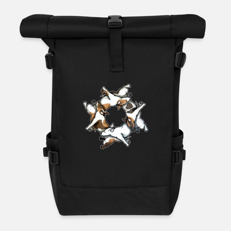 Jack Russell Circle - Roll Top Backpack - black