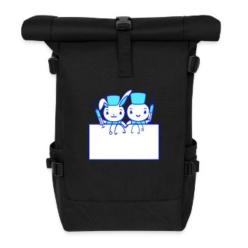 Bunny Bird Chick Doctor Seringue Équipe 2 Amis Équipage - Sac à dos roll top - noir - Devant