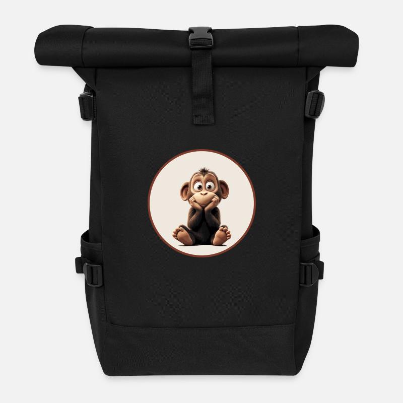 Schimpanse - Rolltop Rucksack - Schwarz