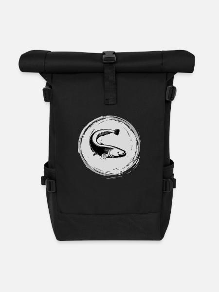 Wels Catfish rund - Rolltop Rucksack - Schwarz