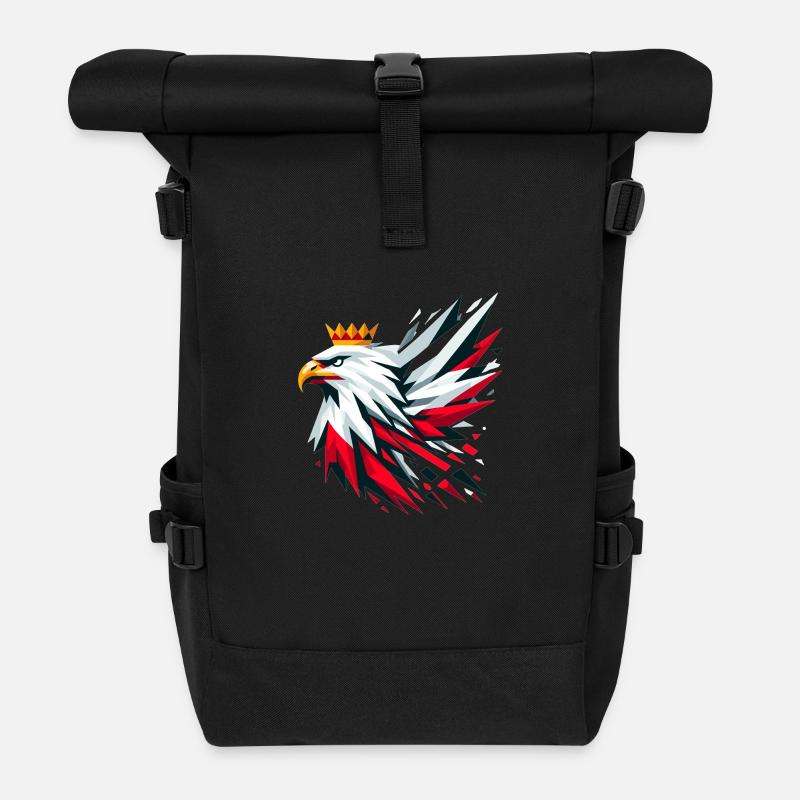 Poland Polska Eagle Flag Flag Geometry Gift - Roll Top Backpack - black