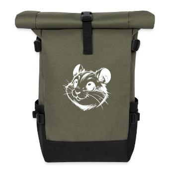 Laughing cute hamster to fall in love with - Roll Top Backpack - olive/black - Front