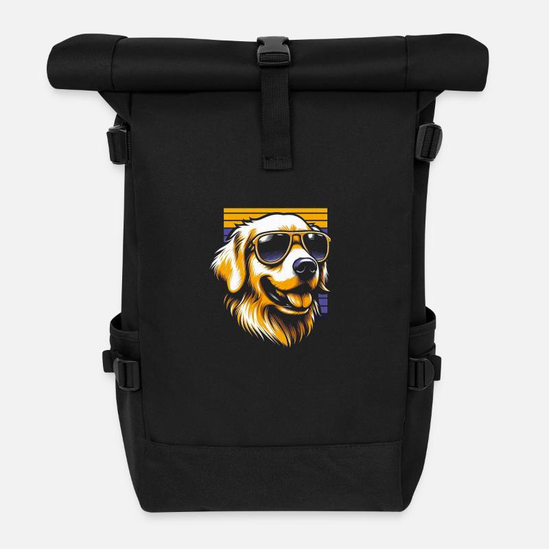 Golden Retriever - Rolltop Rucksack - Schwarz