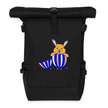 Hase Osterei Ostern Osterhase geschlüpft Baby Kind - Rolltop Rucksack - Schwarz - Vorne