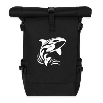 Orque sautant hors de l’eau dans un style tatouage - Sac à dos roll top - noir - Devant