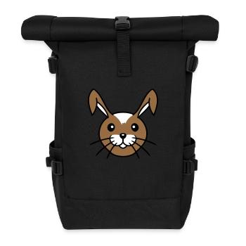 Hase Lustig Gesicht Lächeln glücklich freundlich - Rolltop Rucksack - Schwarz - Vorne