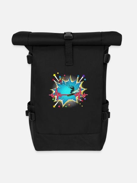 Climbing Pop Art Comic Retro Herzschlag - Rolltop Rucksack - Schwarz