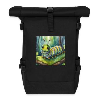 Colorful caterpillar - Roll Top Backpack - black - Front