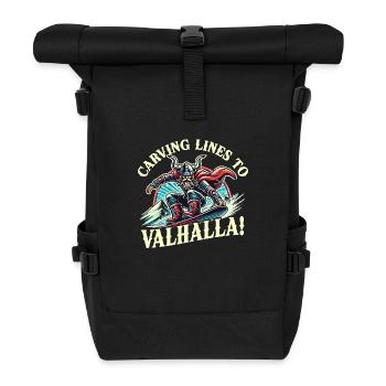 Carving Lines To Valhalla Viking Snowboard Odin - Rolltop Rucksack - Schwarz - Vorne