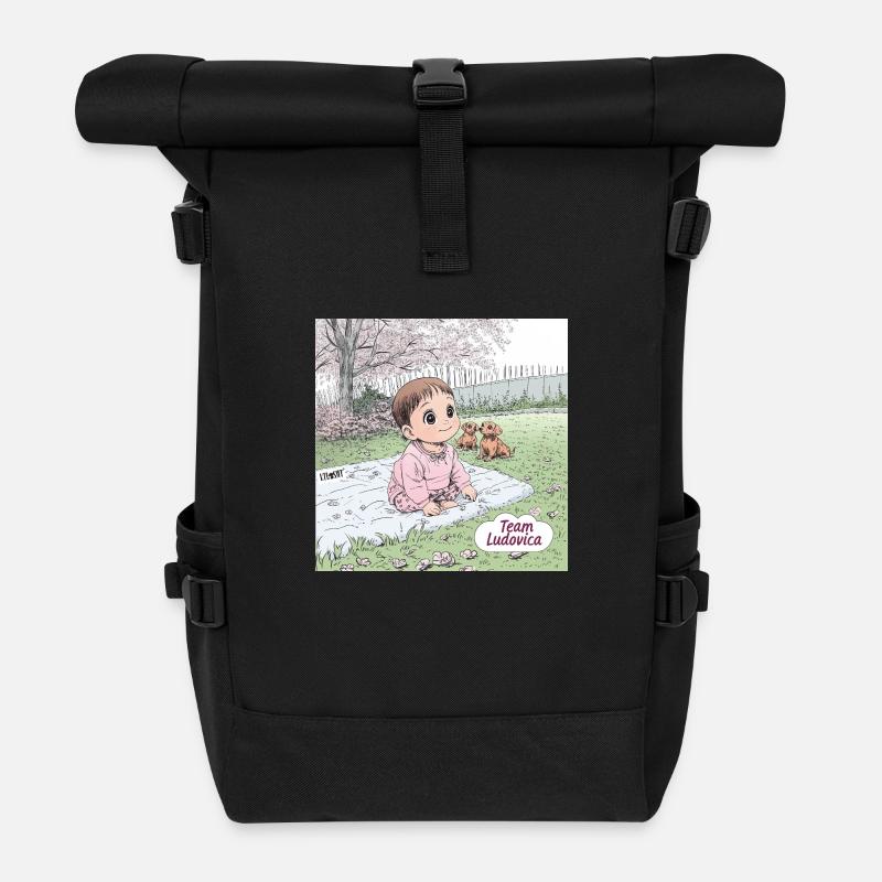 Frühling - Rolltop Rucksack - Schwarz