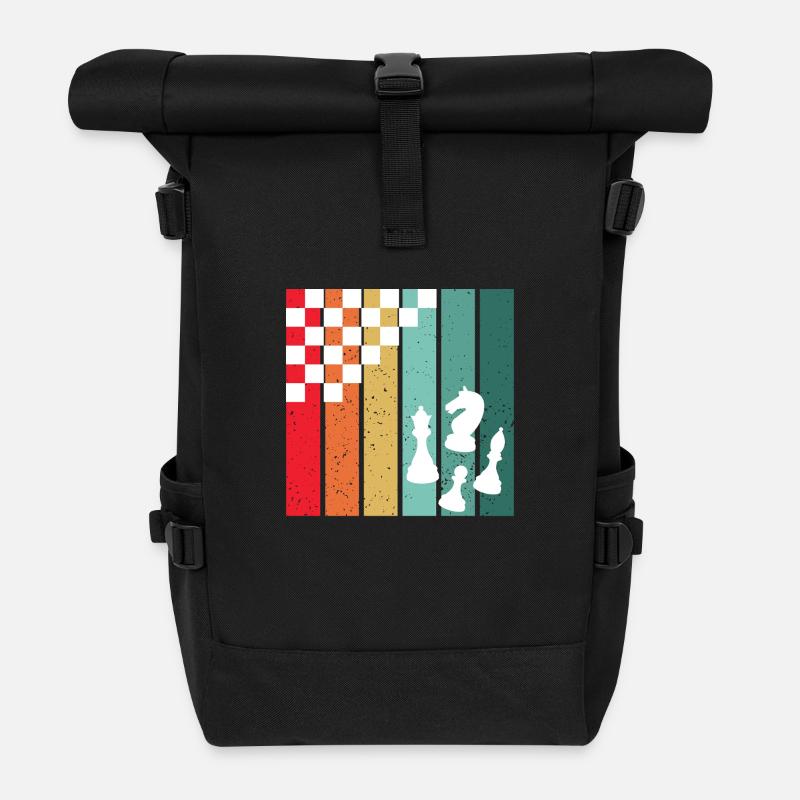 Retro Chess – A Chess Player's Colorful Passion - Roll Top Backpack - black