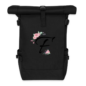Buchstabe f Blumen - Rolltop Rucksack - Schwarz - Vorne