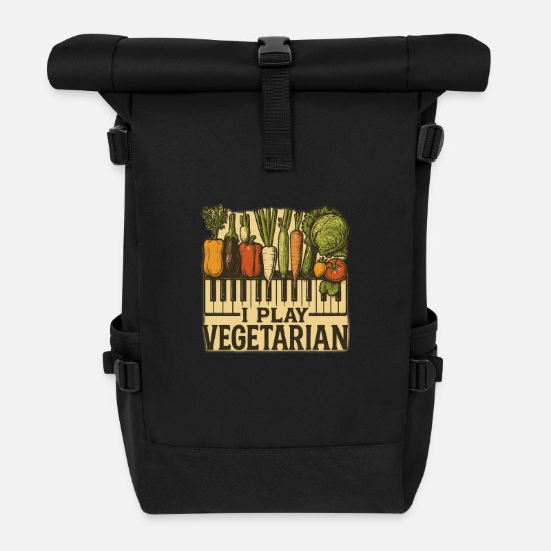 Piano I play vegetarian - Rolltop Rucksack - Schwarz