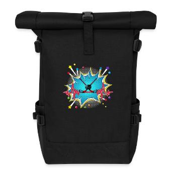 Tischtennis Pop Art Comic Retro Herzschlag - Rolltop Rucksack - Schwarz - Vorne