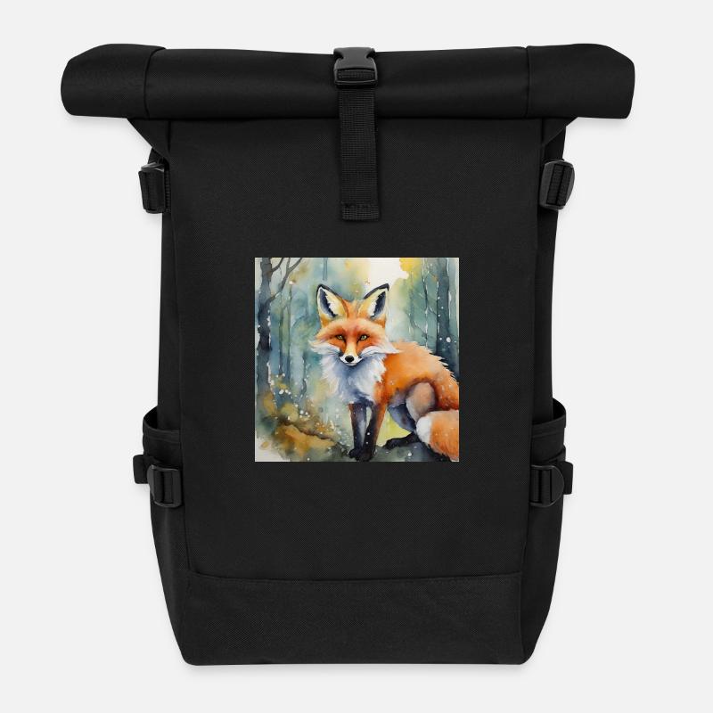 Waldschönheit Fuchs - Rolltop Rucksack - Schwarz