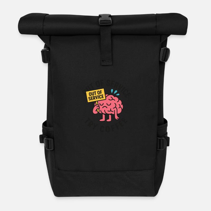 Out of Service Try Coffee - Roll Top Backpack - black