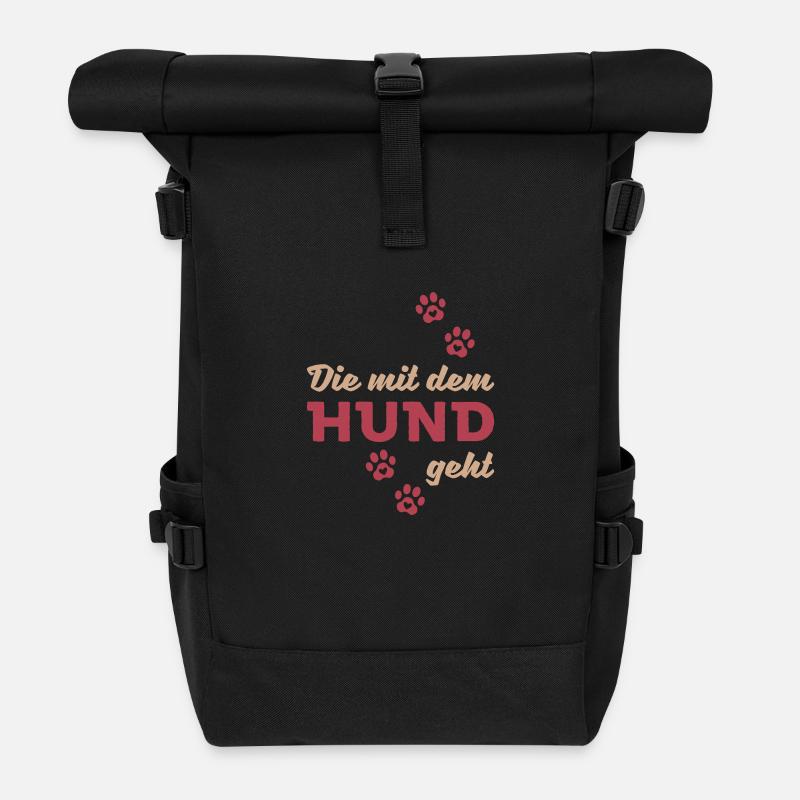 Gift Saying Pets Dog Dog Love Retro - Roll Top Backpack - black