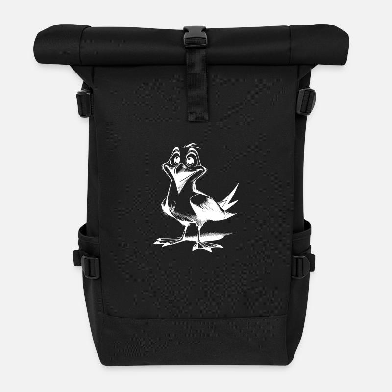 Mignon flottant homme drôle mouettes oiseau - Sac à dos roll top - noir