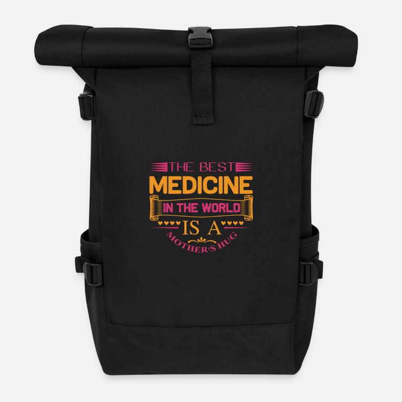 Mother's hug best medicine in world - Roll Top Backpack - black