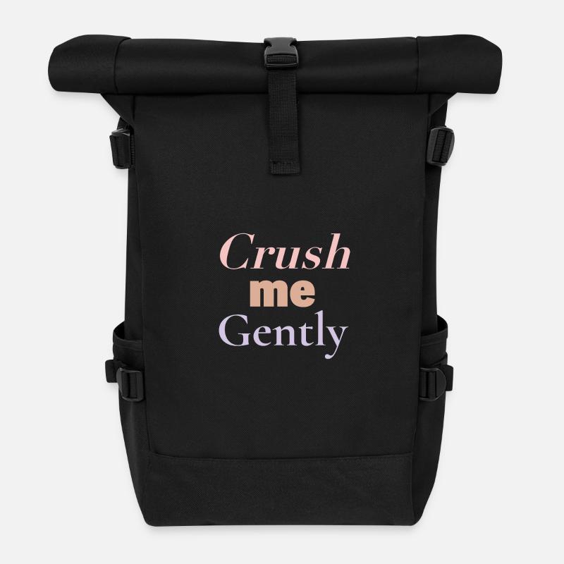 CRUSH - crush me gently - Roll Top Backpack - black
