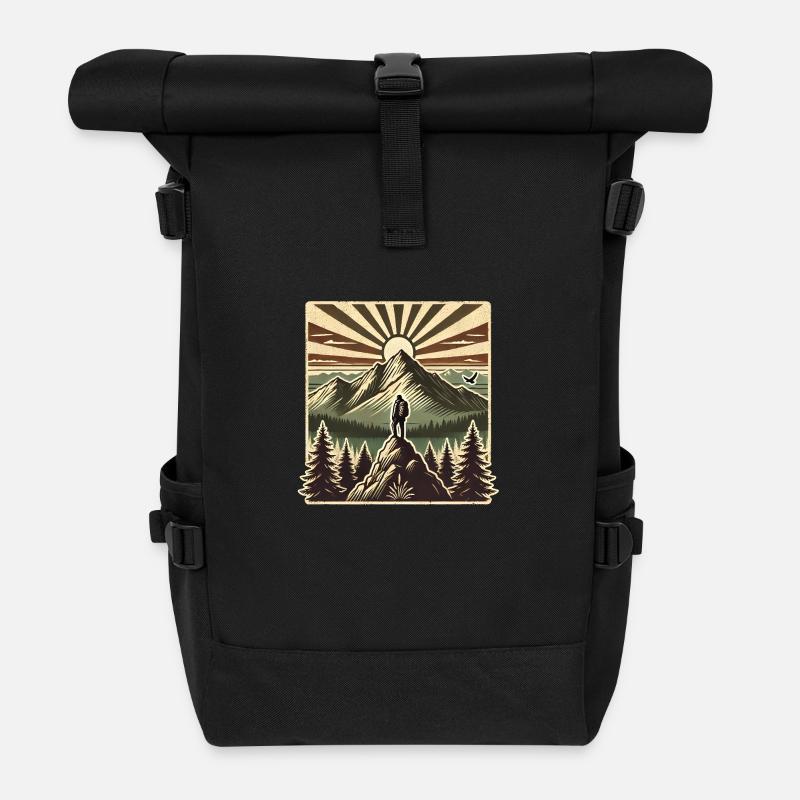 Wandern - Rolltop Rucksack - Schwarz