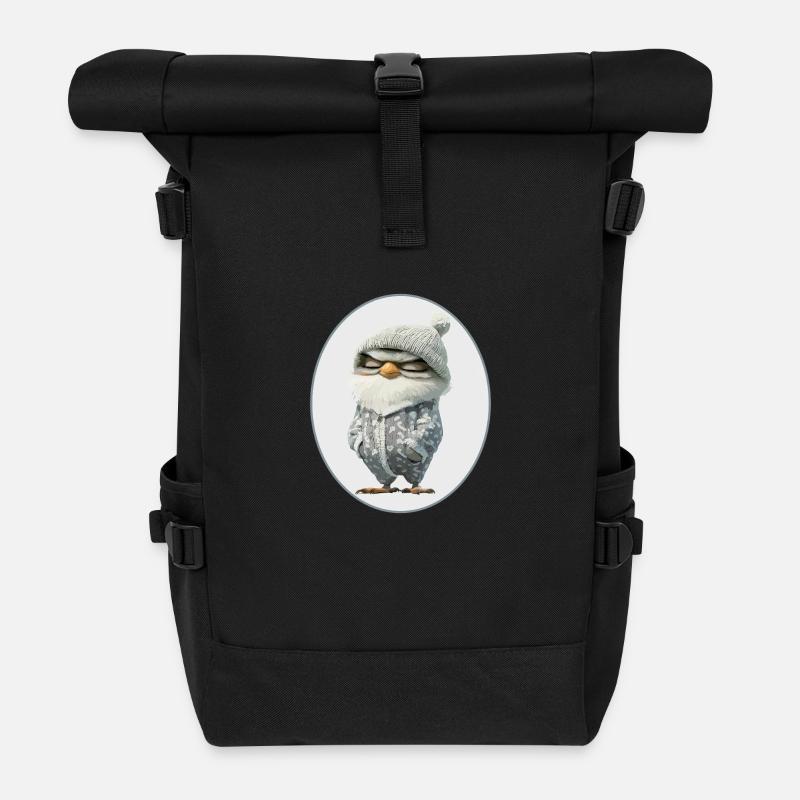 Eule - Rolltop Rucksack - Schwarz