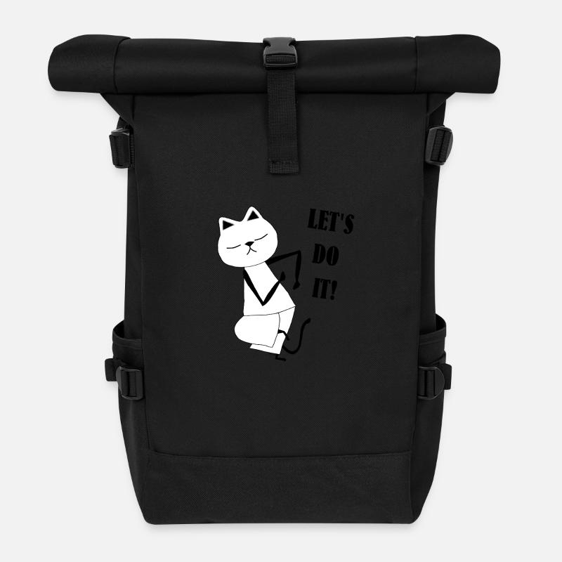 Nekochan Antonio: Let's do it ! - Roll Top Backpack - black