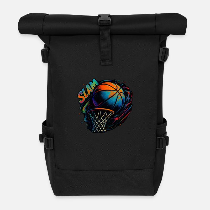 Basketball Graffiti - Farbenfrohe Schatten - Rolltop Rucksack - Schwarz