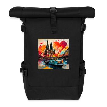 kölner dom,dom,koeln,herzen,malerei,herzen - Rolltop Rucksack - Schwarz - Vorne