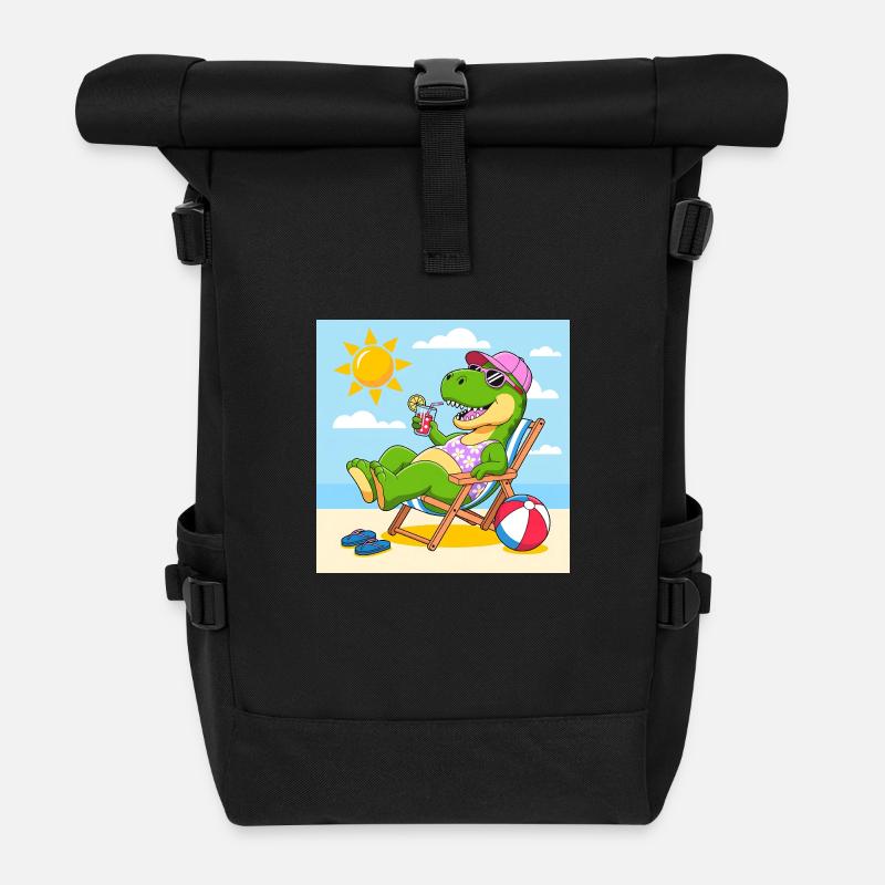 Rex am Strand - Rolltop Rucksack - Schwarz
