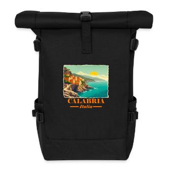 Calabria orange - Roll Top Backpack - black - Front