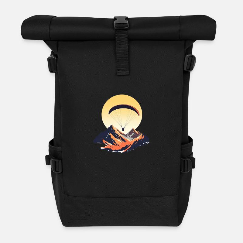 Paraglider Sonnenuntergang - Rolltop Rucksack - Schwarz