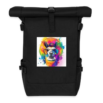 llama,graffiti,painting,colorful - Roll Top Backpack - black - Front