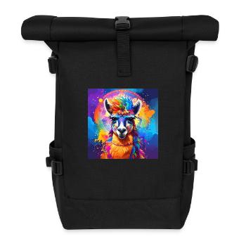 lama,graffiti,peinture,coloré - Sac à dos roll top - noir - Devant