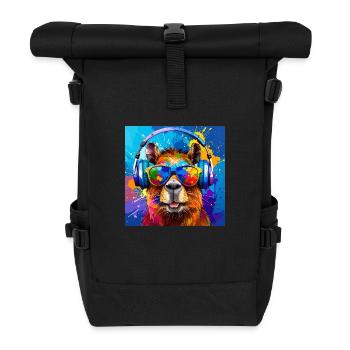 Capybara, capybara, graffiti, peinture, coloré - Sac à dos roll top - noir - Devant