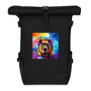 Capybara, capybara,graffiti,painting, colorful - Roll Top Backpack - black - Front