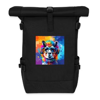 llama,graffiti,painting,colorful - Roll Top Backpack - black - Front