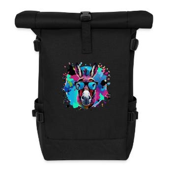 Donkey,graffiti,painting, colorful,nerd - Roll Top Backpack - black - Front