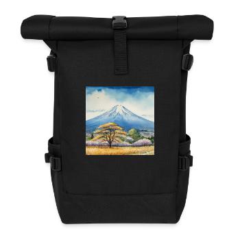 Spring view of Fuji - Roll Top Backpack - black - Front
