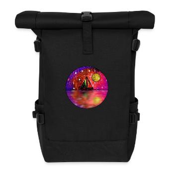Kosmische Segelszene - Rolltop Rucksack - Schwarz - Vorne
