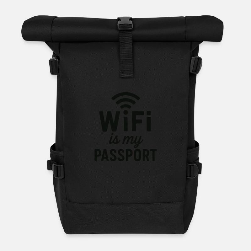 REISEPASS WIFI - Rolltop Rucksack - Schwarz