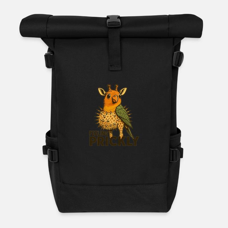 Vogel Giraffe Igel - Rolltop Rucksack - Schwarz
